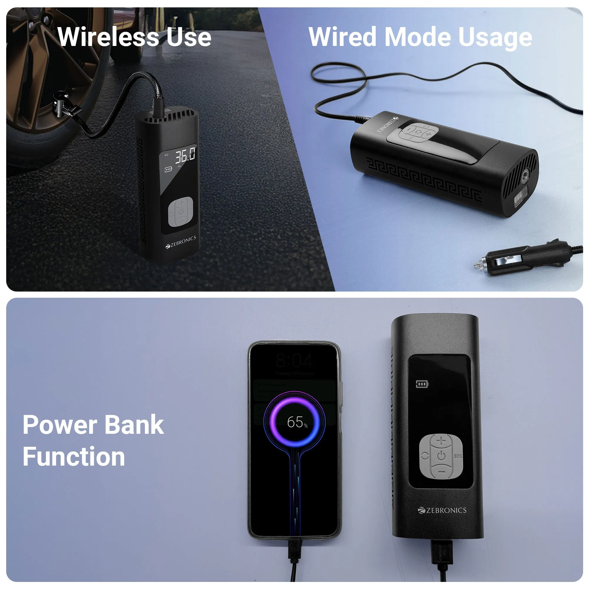 Zebronics Tire Inflactor With Power Bank Zeb 19TI6 view 4